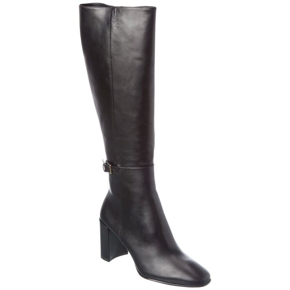 Alexandre Birman Candance 70 Leather Knee-High Boot, Black